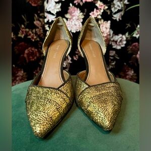 Donald J Pliner Wrapped Gold And Black Texture Print Pointed Toe Heels Size 9M